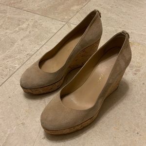 Stuart Weitzman nude cork wedges sz 7